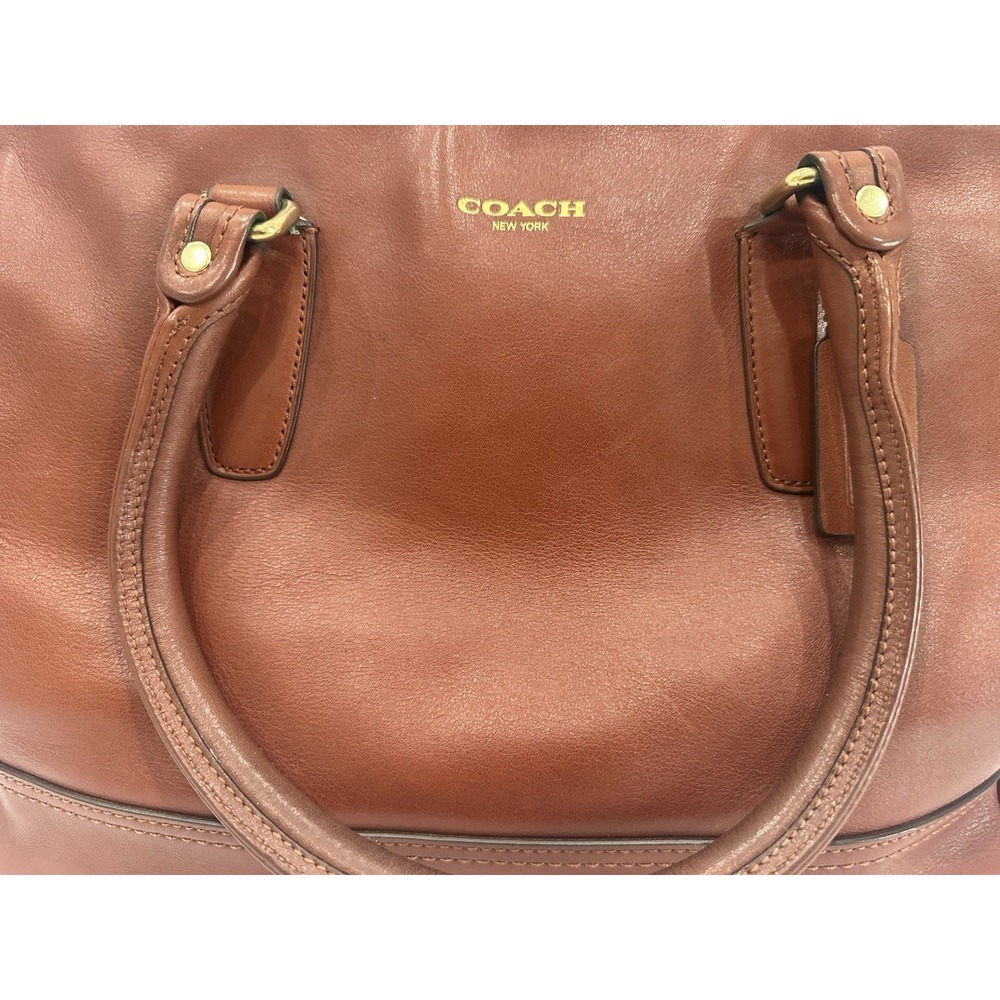 Coach Brown Satchel Top Handle Bag Zip Closure Gold Hardware - Picture 2 of 11